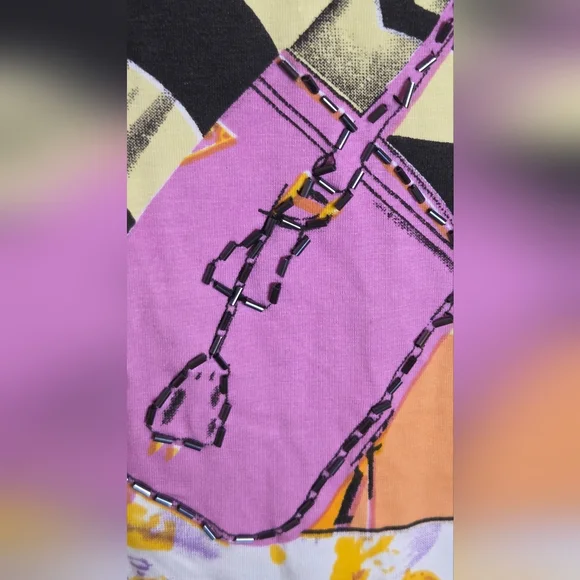 Paolo Santini M Della Vita Multiclrd Lslv Pop art Floral Print Women's T-shirt - Picture 10 of 12